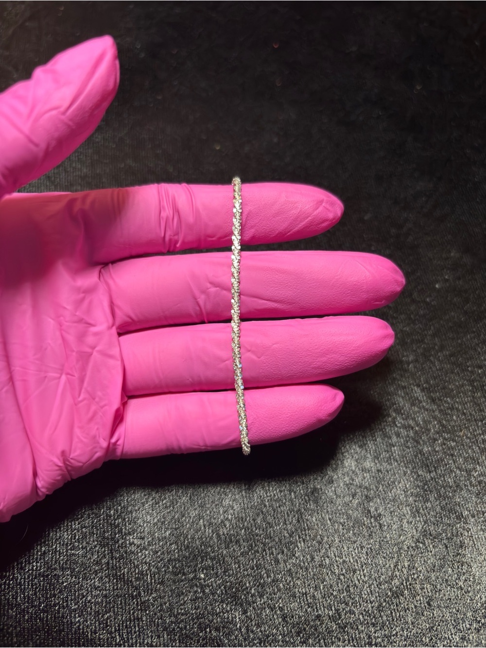 2mm .925 Sterling Silver Italian Made Dainty Twisted Rock Bracelet 7in.